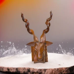 Hand carved Wooden Hanging Makhor Sculpture
